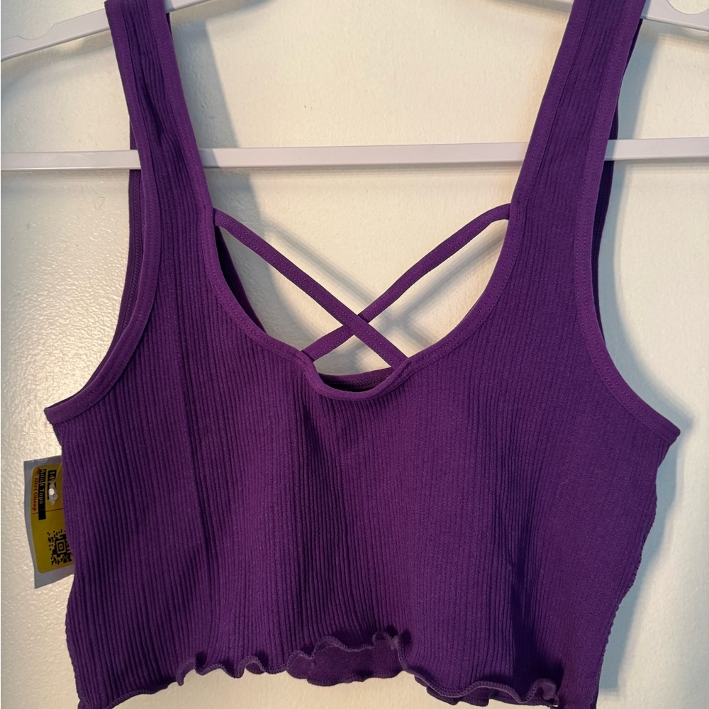 Abound Purple Ribbed Crop Top